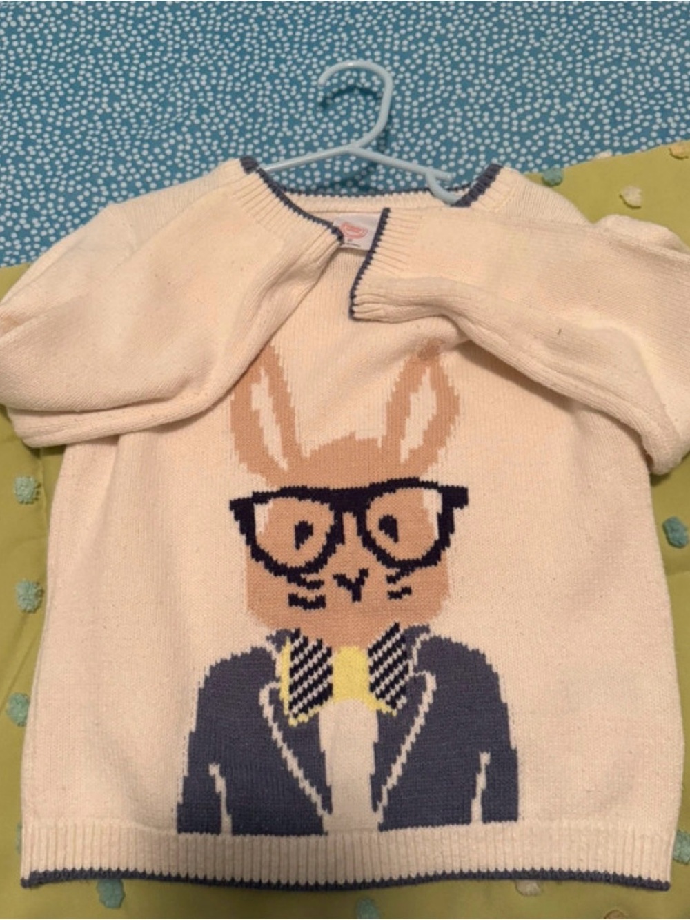 Wonder Nation Kids Bunny Sweater 4T Cream Navy